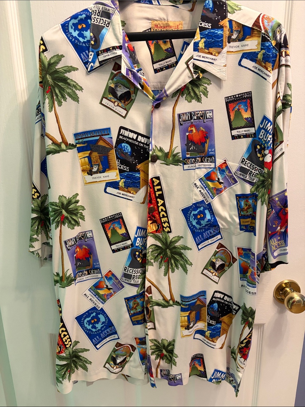 Margaritaville White Tropical Palm Print Button-Down Shirt